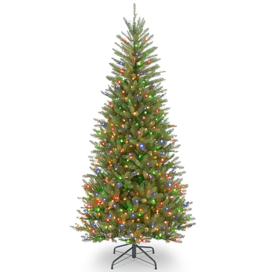 7.5 ft. Pre-Lit Dunhill® Fir Slim Artificial Christmas Tree, Multicolor Lights
